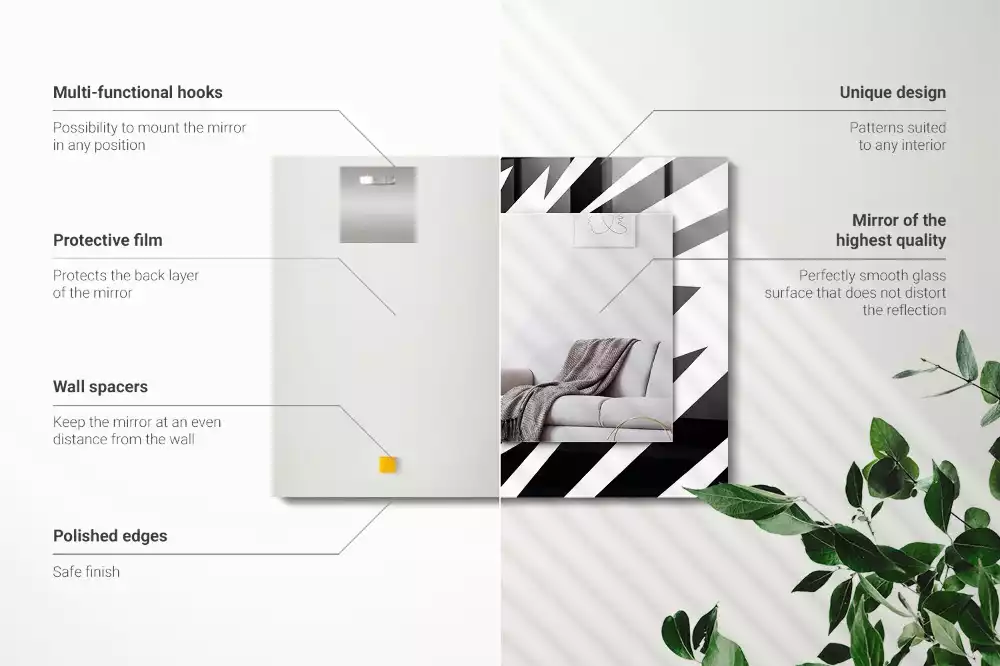 Oglindă imprimată Geometrie alb-negru