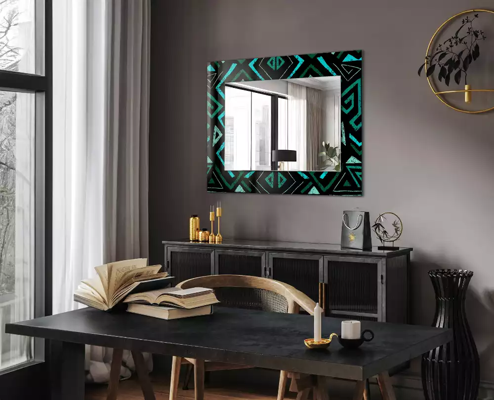 Decorațiuni de perete cu oglinzi Model geometric turcoaz