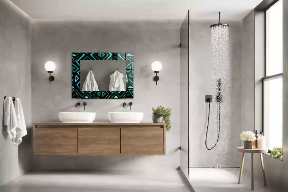 Decorațiuni de perete cu oglinzi Model geometric turcoaz