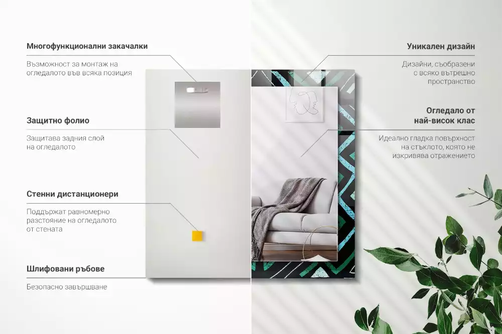 Decorațiuni de perete cu oglinzi Model geometric turcoaz