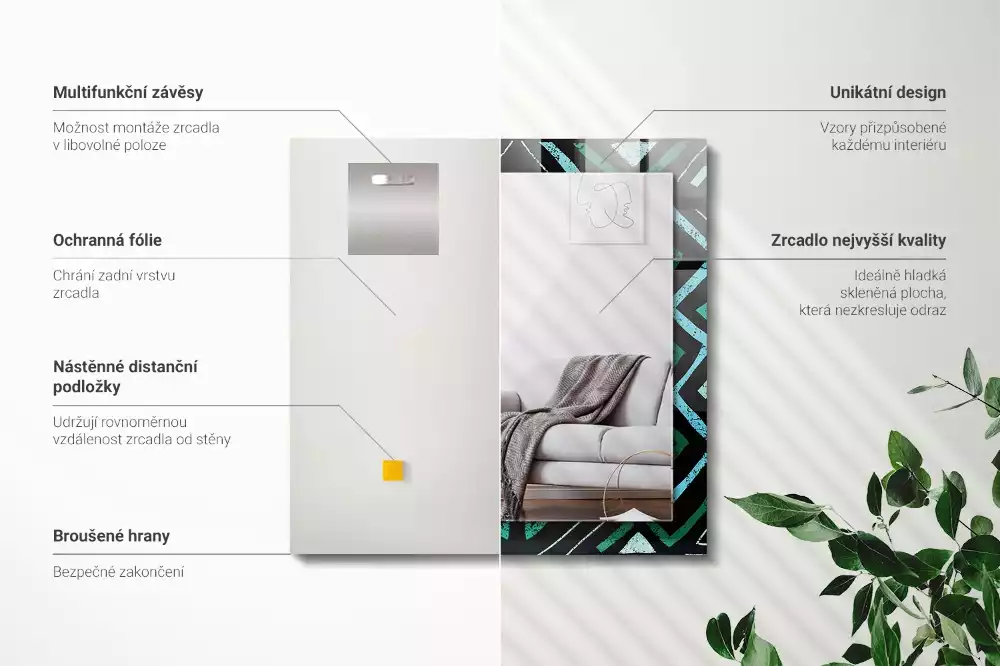 Decorațiuni de perete cu oglinzi Model geometric turcoaz