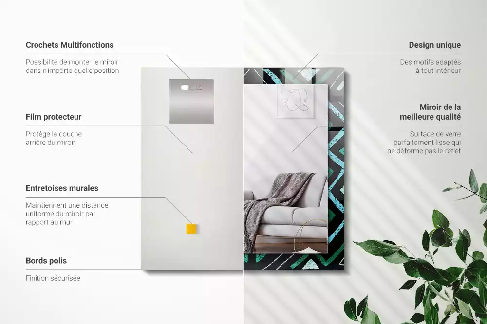 Decorațiuni de perete cu oglinzi Model geometric turcoaz