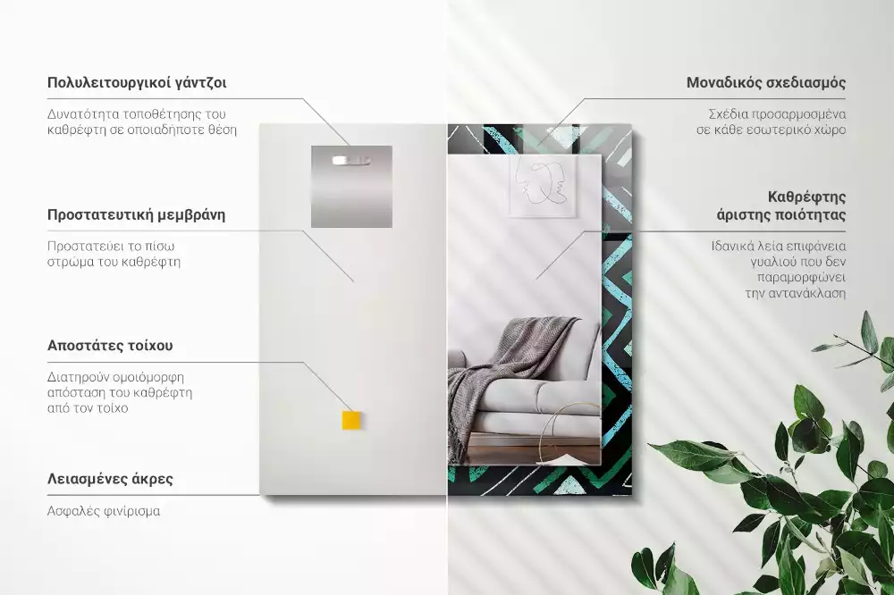 Decorațiuni de perete cu oglinzi Model geometric turcoaz