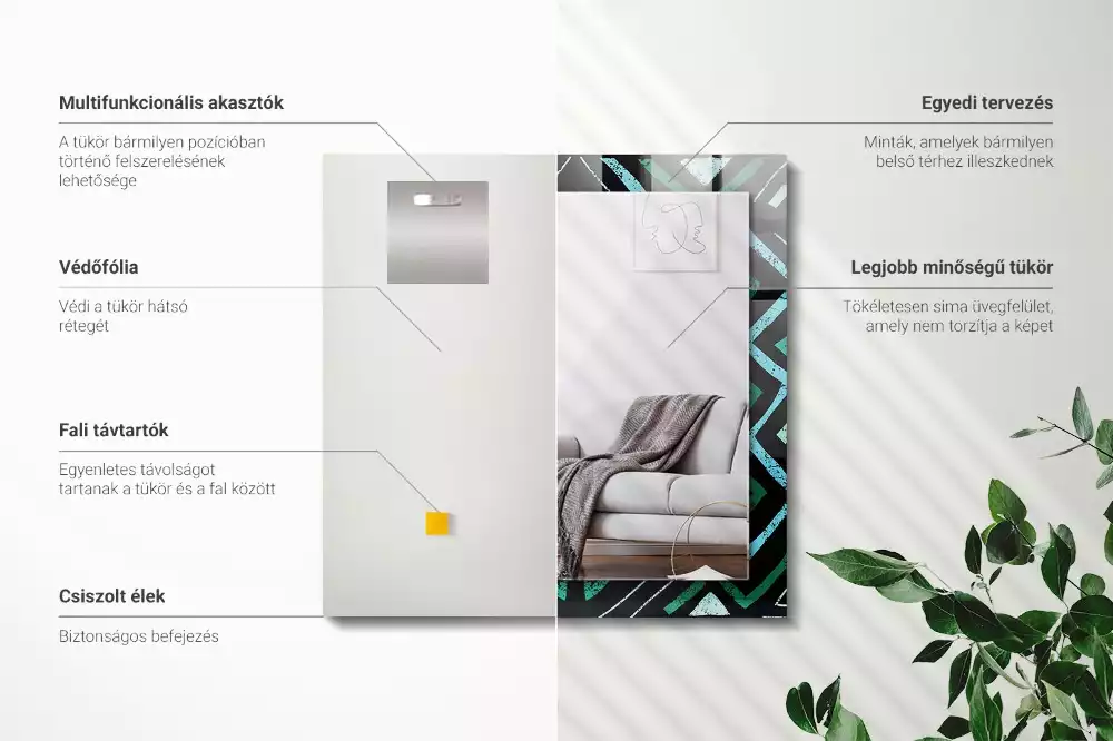 Decorațiuni de perete cu oglinzi Model geometric turcoaz