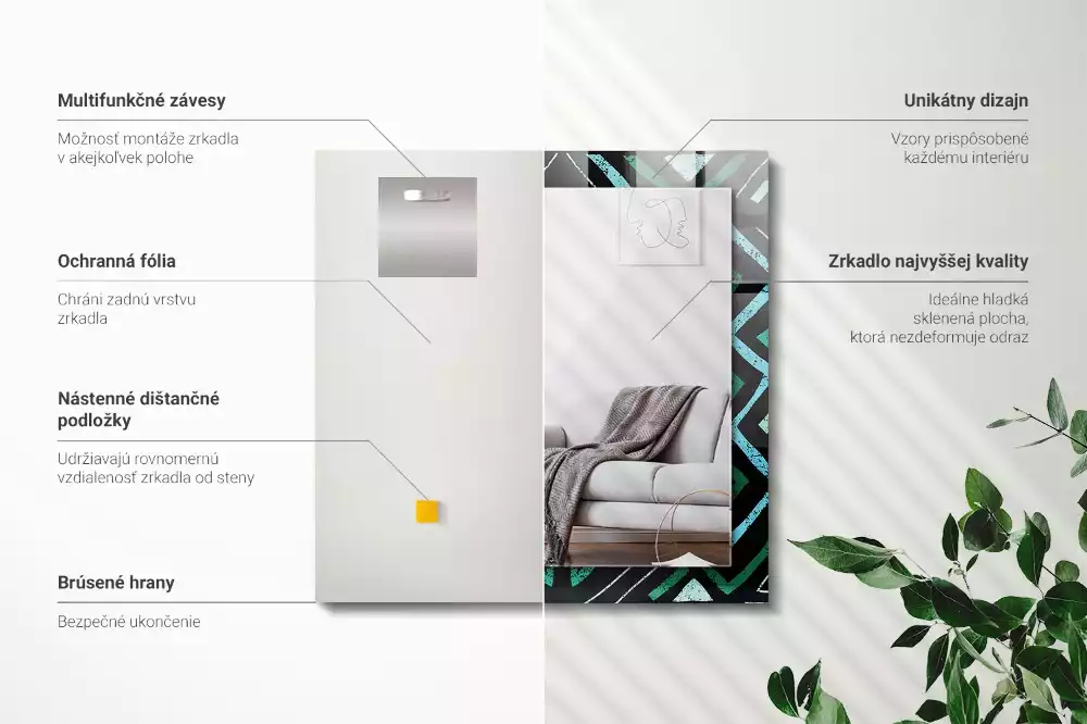 Decorațiuni de perete cu oglinzi Model geometric turcoaz