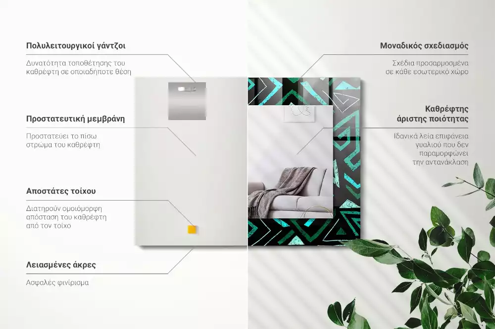 Decorațiuni de perete cu oglinzi Model geometric turcoaz