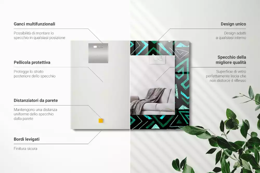 Decorațiuni de perete cu oglinzi Model geometric turcoaz