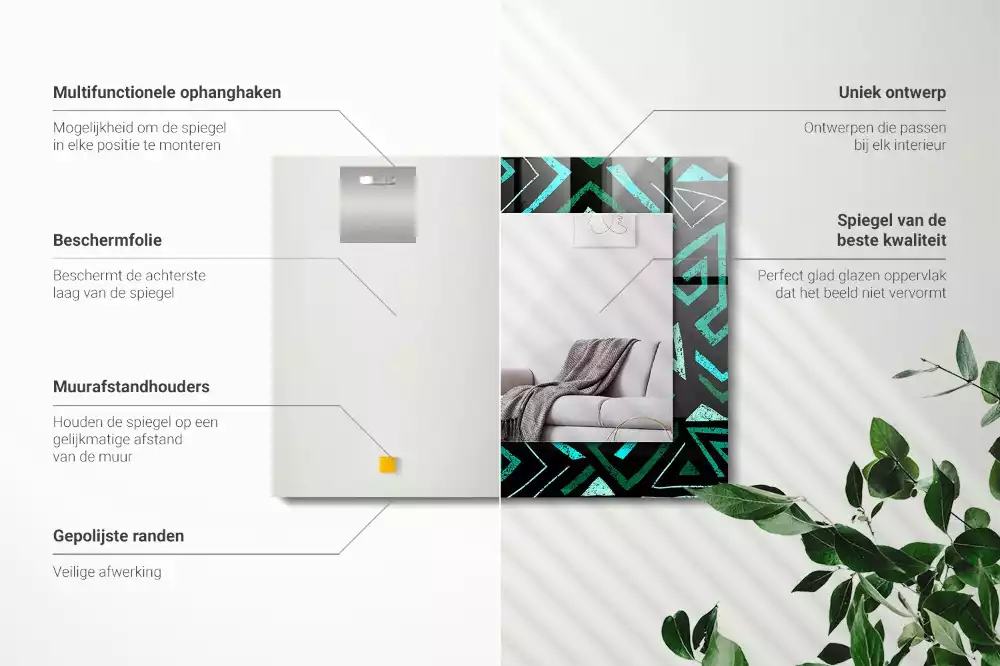 Decorațiuni de perete cu oglinzi Model geometric turcoaz