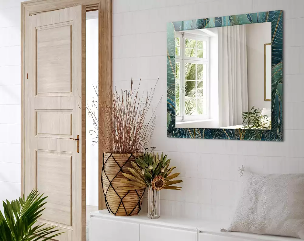 Decorațiuni perete cu oglindă Frunze linii