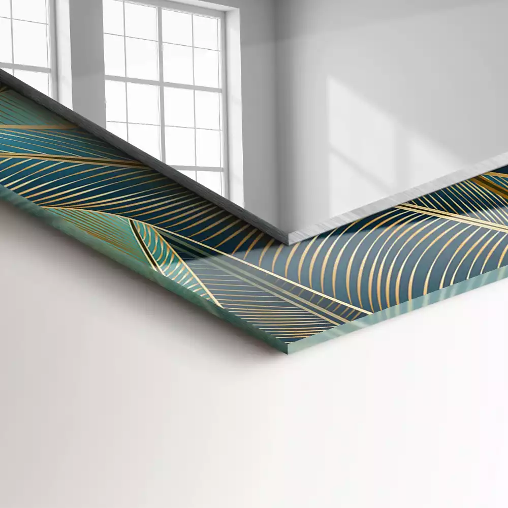 Decorațiuni perete cu oglindă Frunze linii