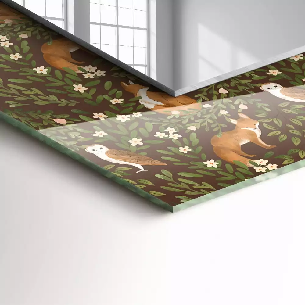 Decorațiuni de perete cu oglinzi Vulpe și bufniță