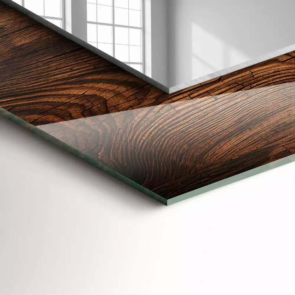 Decorațiuni perete cu oglindă Textură lemn scânduri