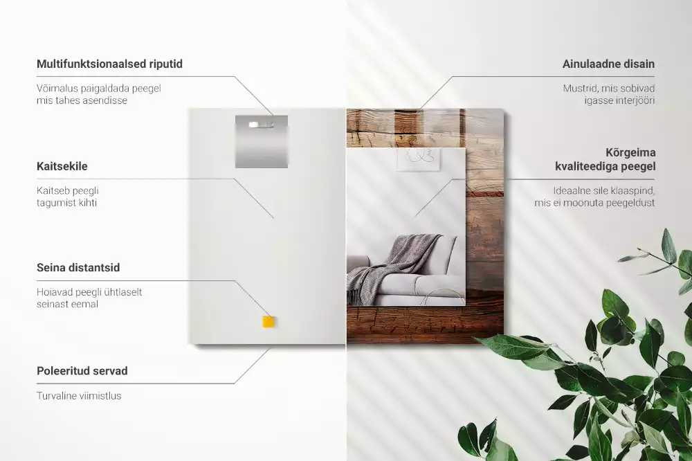 Decorațiuni perete cu oglindă Textură lemn scânduri