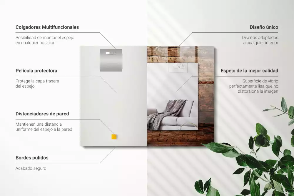 Decorațiuni perete cu oglindă Textură lemn scânduri