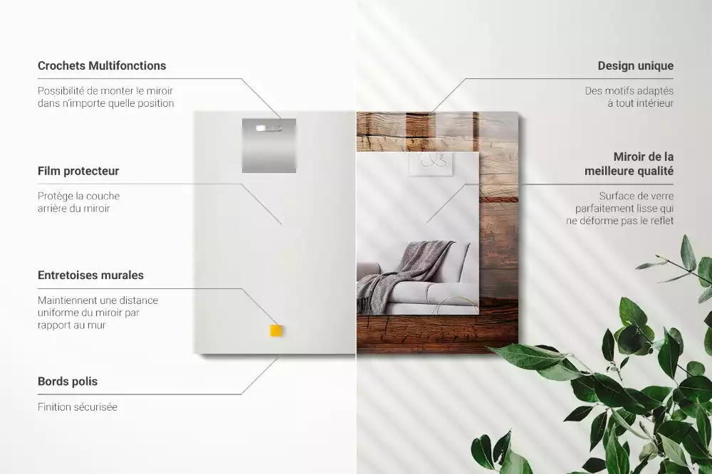 Decorațiuni perete cu oglindă Textură lemn scânduri