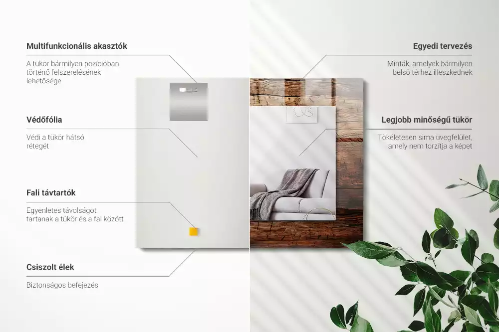 Decorațiuni perete cu oglindă Textură lemn scânduri