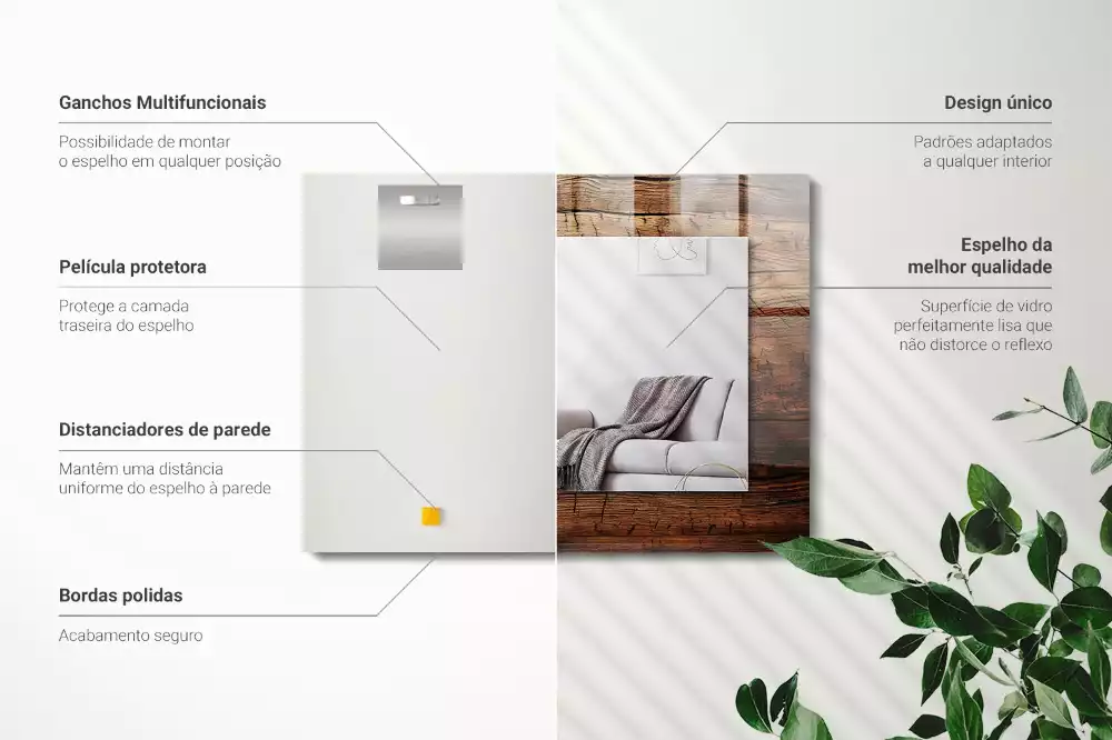 Decorațiuni perete cu oglindă Textură lemn scânduri