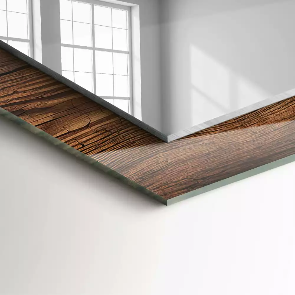 Decorațiuni perete cu oglindă Textură lemn scânduri