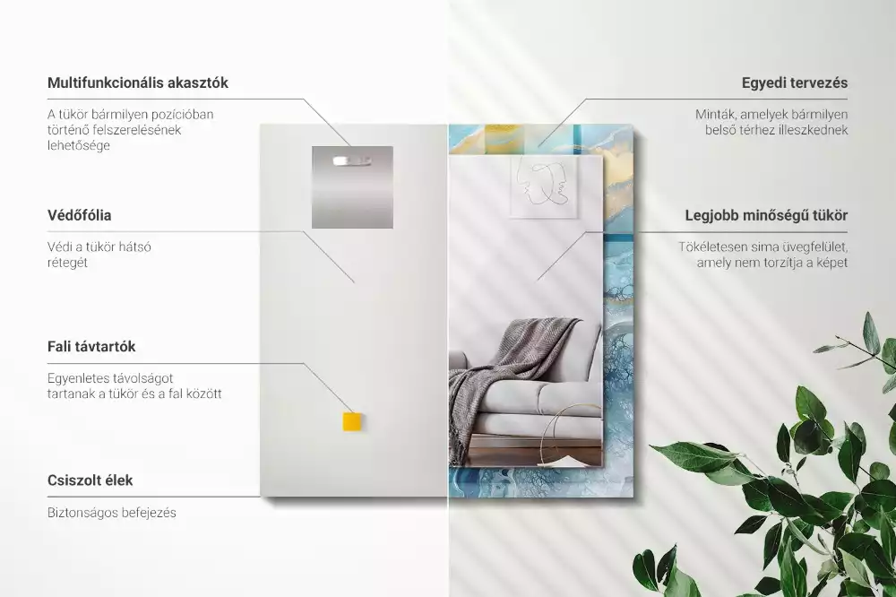 Oglindă imprimată Marmură abstractă rășină