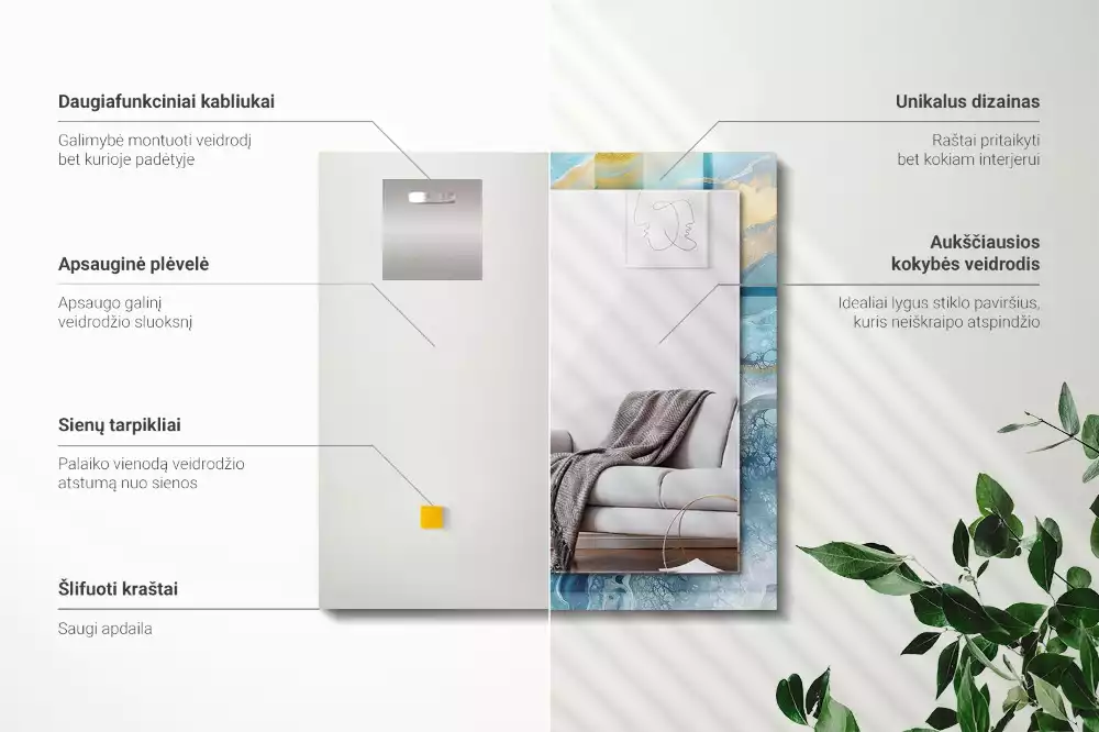 Oglindă imprimată Marmură abstractă rășină