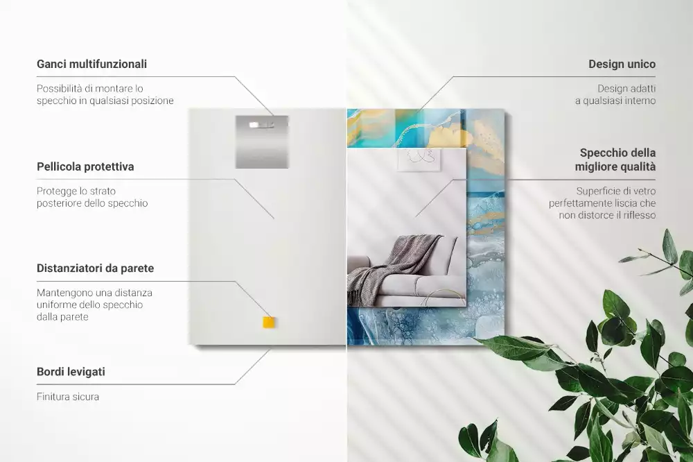 Oglindă imprimată Marmură abstractă rășină