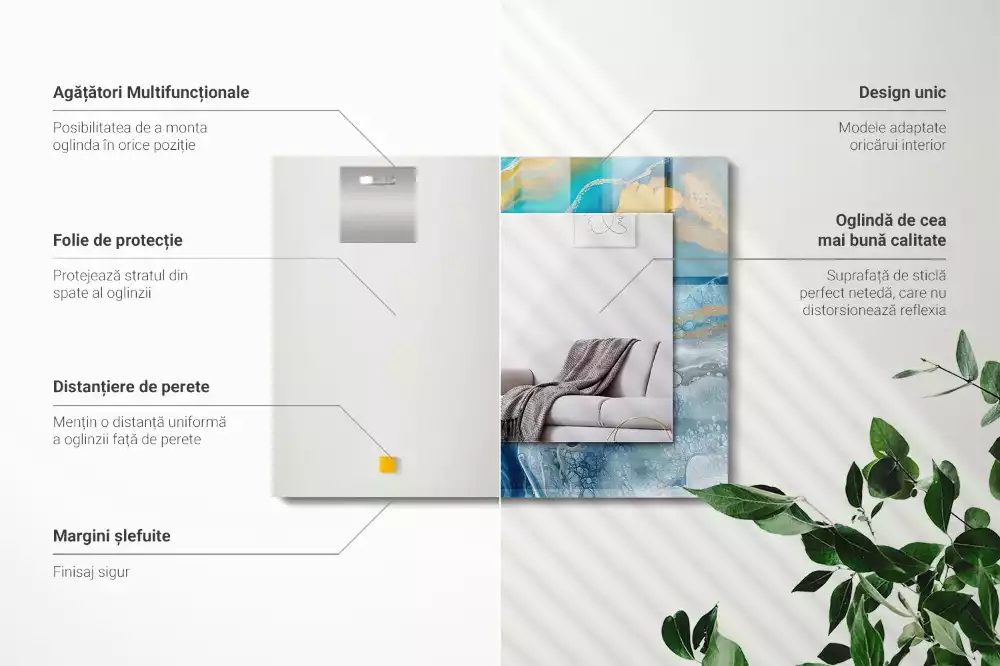 Oglindă imprimată Marmură abstractă rășină