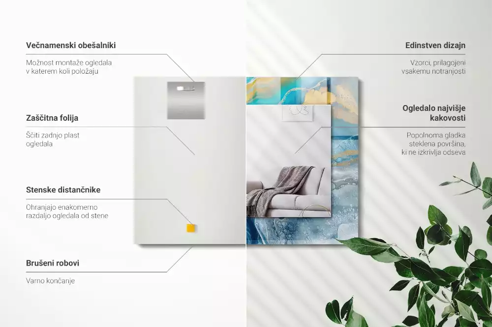 Oglindă imprimată Marmură abstractă rășină