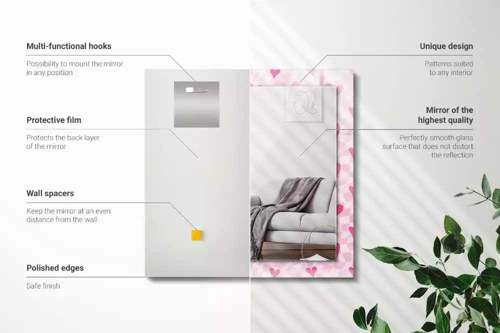 Decorațiuni de perete cu oglinzi Inimi roz