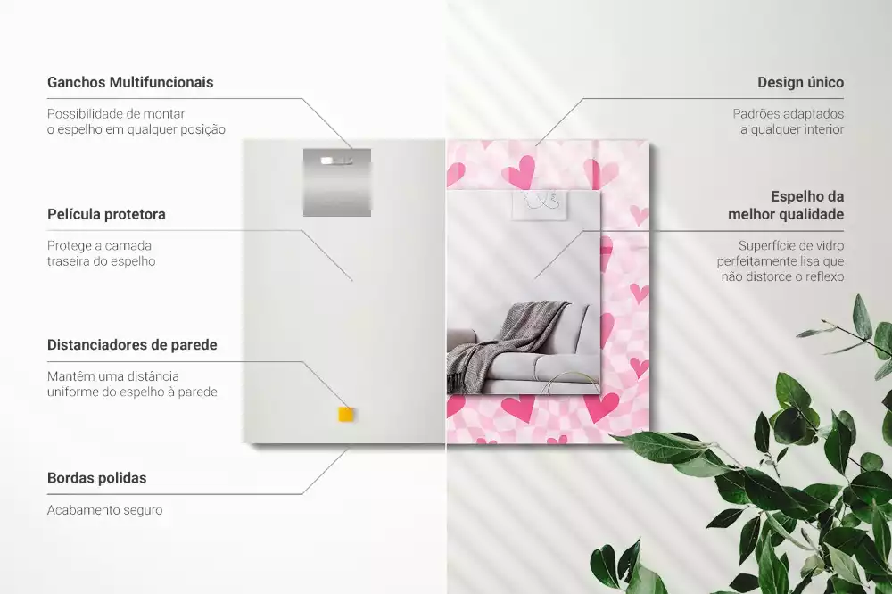 Decorațiuni de perete cu oglinzi Inimi roz