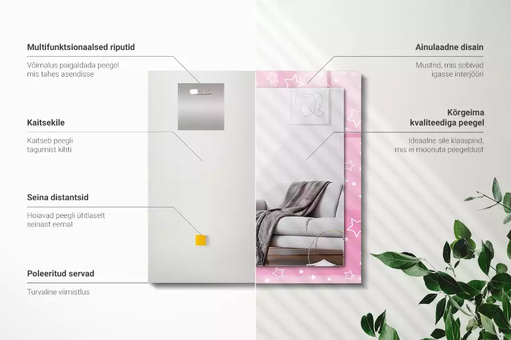 Decorațiuni perete cu oglindă Steluțe roz