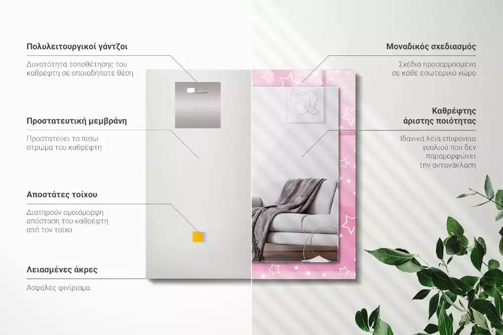 Decorațiuni perete cu oglindă Steluțe roz