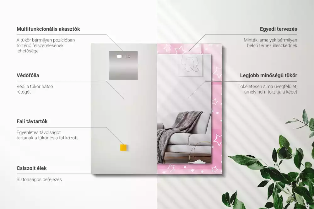 Decorațiuni perete cu oglindă Steluțe roz