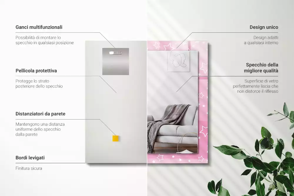 Decorațiuni perete cu oglindă Steluțe roz