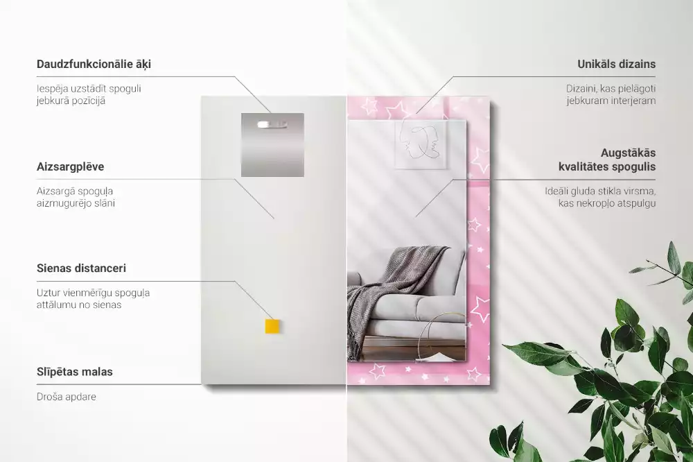 Decorațiuni perete cu oglindă Steluțe roz