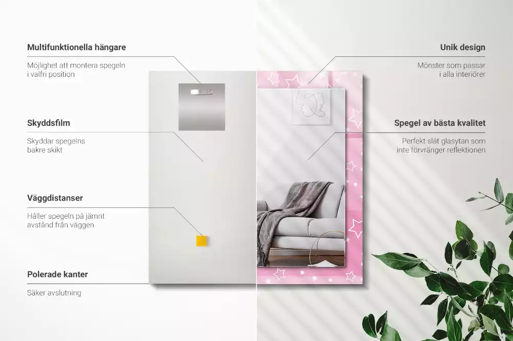 Decorațiuni perete cu oglindă Steluțe roz