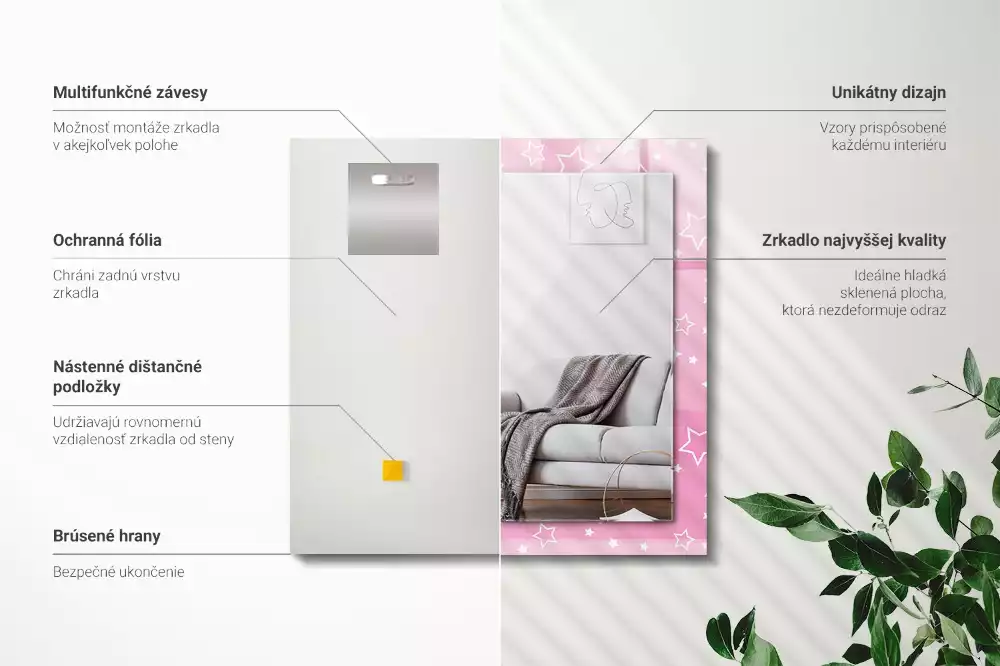 Decorațiuni perete cu oglindă Steluțe roz