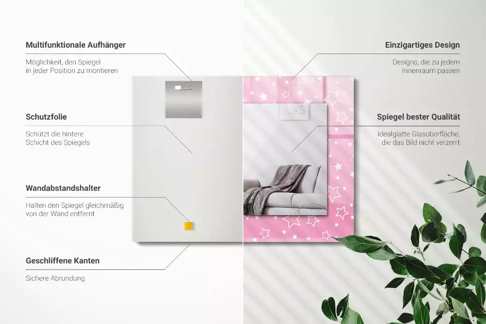 Decorațiuni perete cu oglindă Steluțe roz