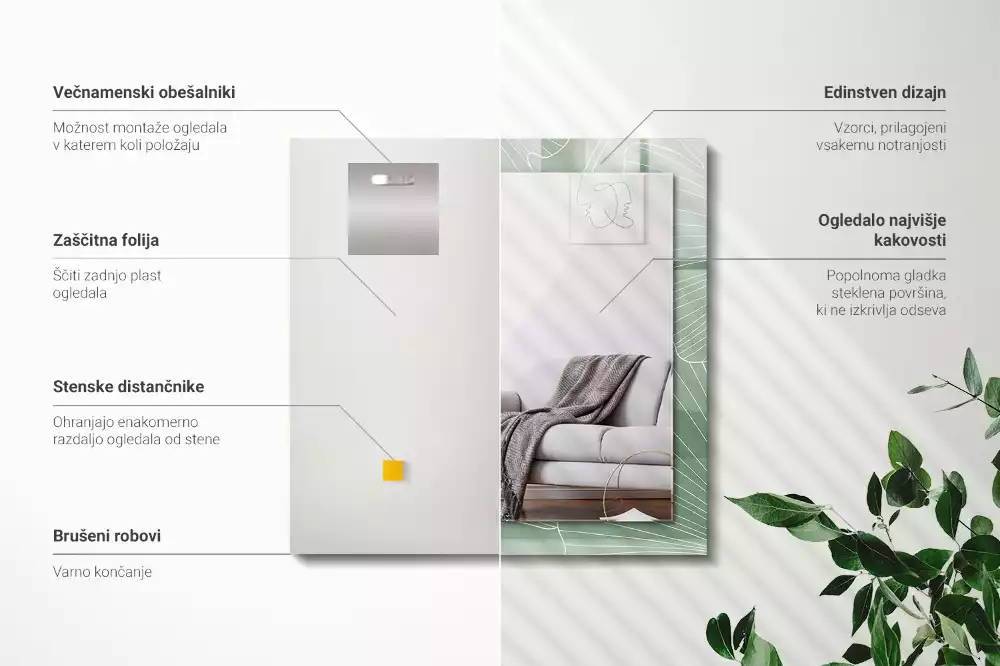 Decorațiuni de perete cu oglinzi Frunze de ginkgo