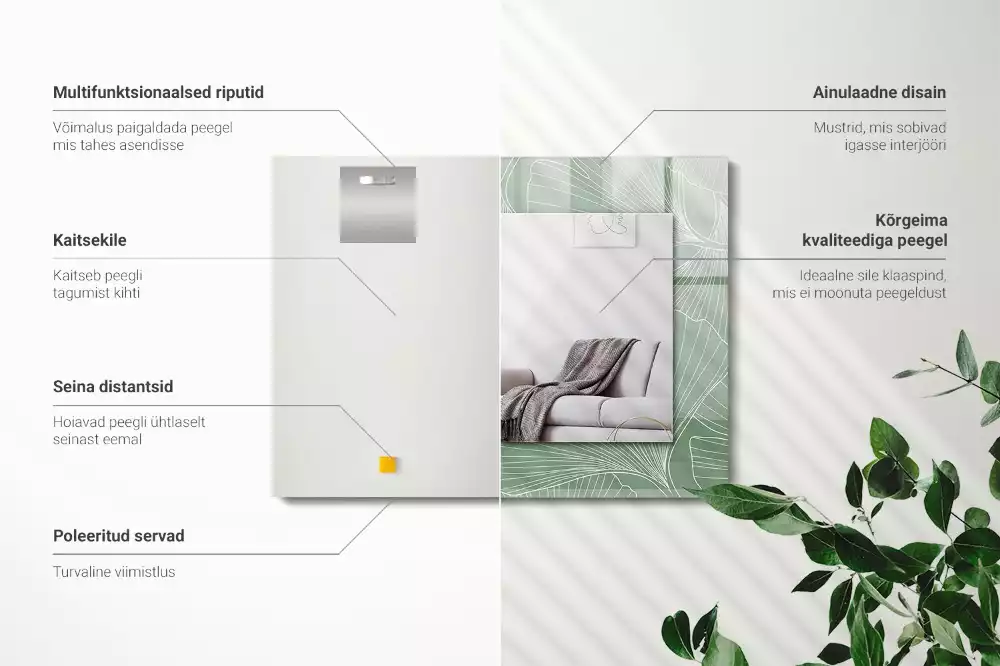 Decorațiuni de perete cu oglinzi Frunze de ginkgo