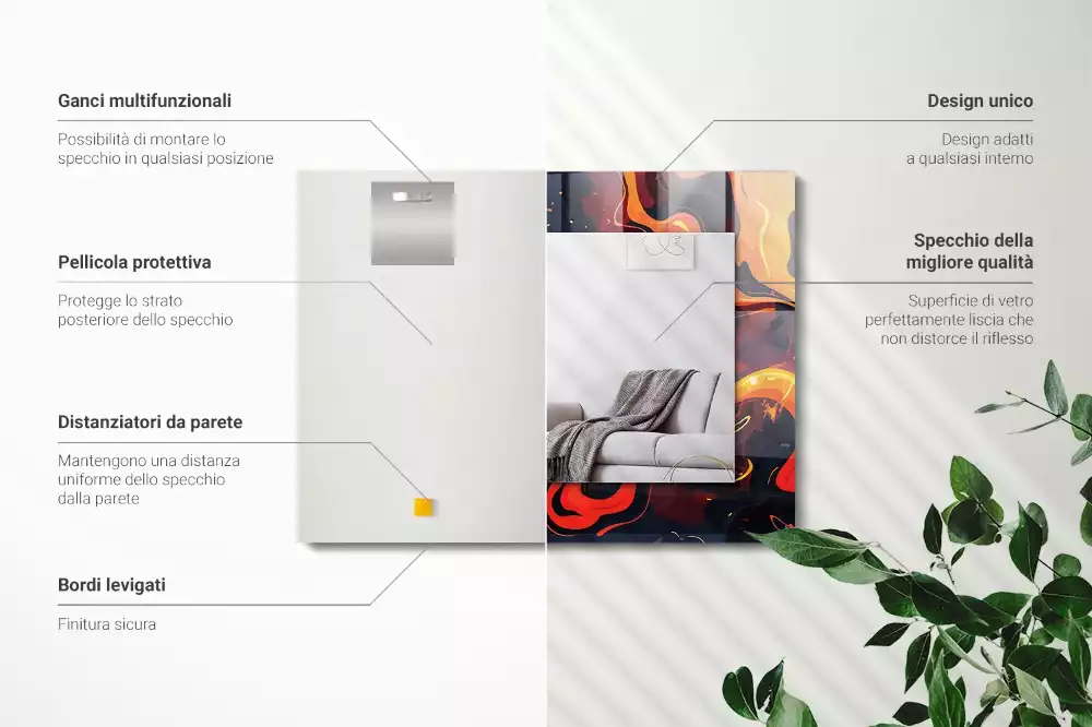 Decorațiuni perete cu oglindă Lava vulcanică