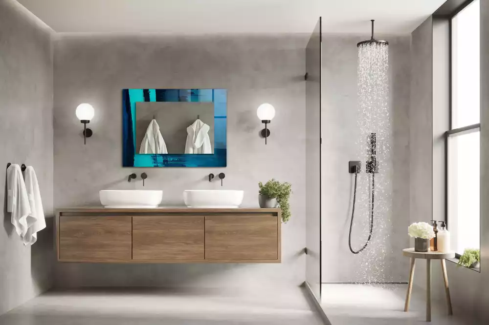 Decorațiuni perete cu oglindă Artă albastră abstractă