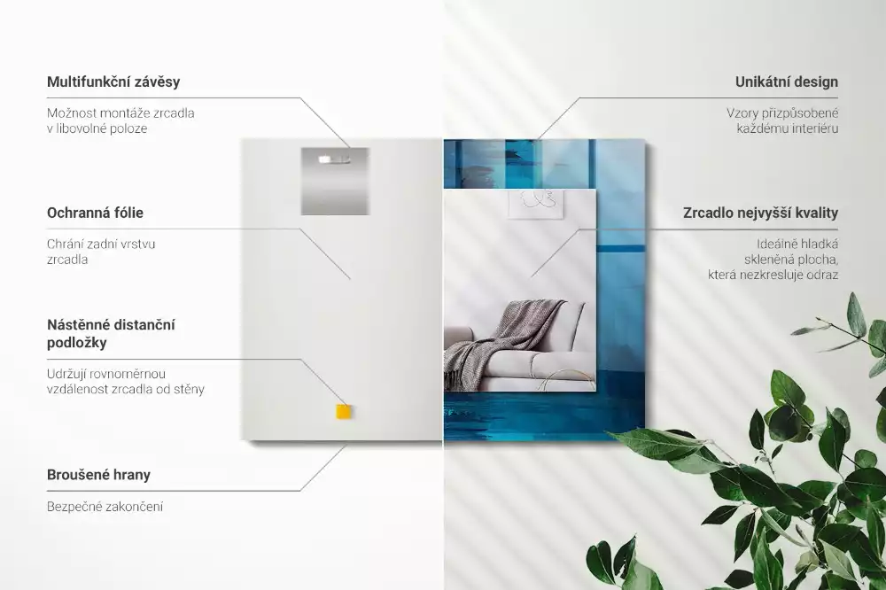 Decorațiuni perete cu oglindă Artă albastră abstractă