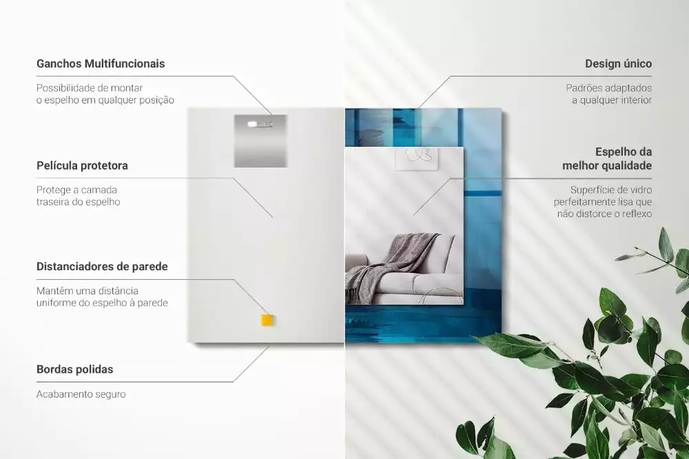 Decorațiuni perete cu oglindă Artă albastră abstractă