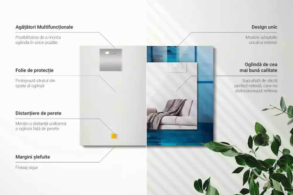 Decorațiuni perete cu oglindă Artă albastră abstractă