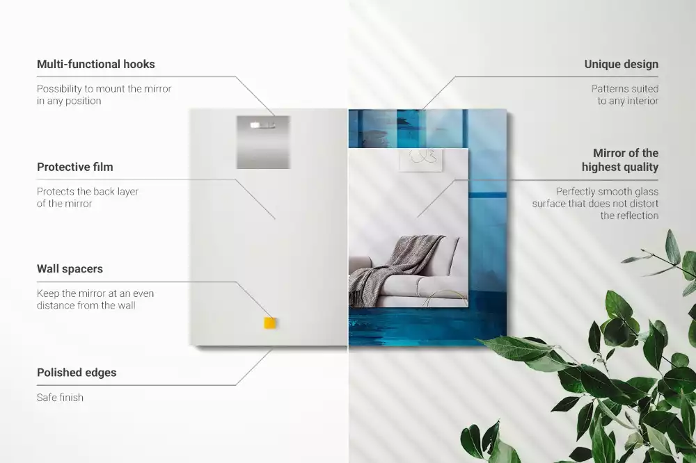 Decorațiuni perete cu oglindă Artă albastră abstractă