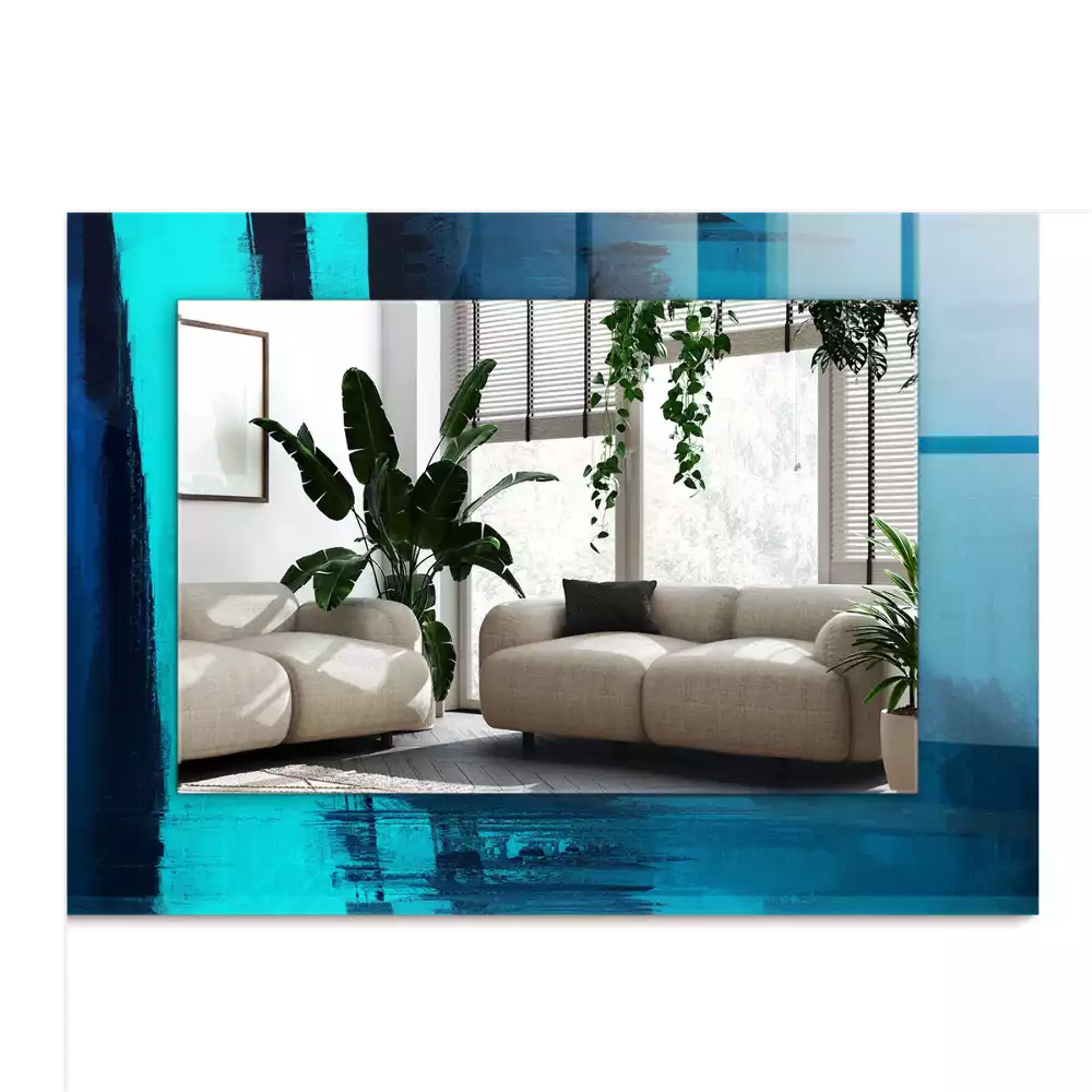 Decorațiuni perete cu oglindă Artă albastră abstractă