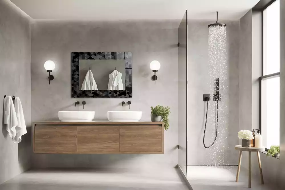 Oglindă imprimată Triunghiuri alb-negru