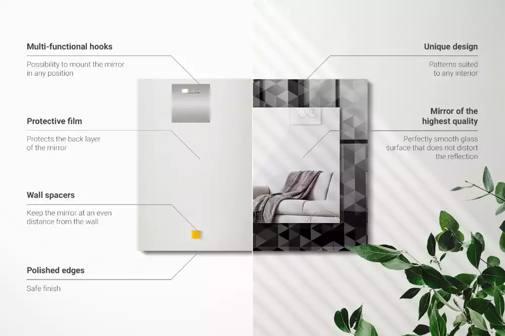 Oglindă imprimată Triunghiuri alb-negru