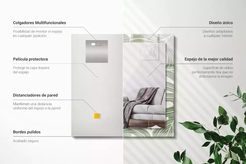 Decorațiuni de perete cu oglinzi Frunze de Monstera