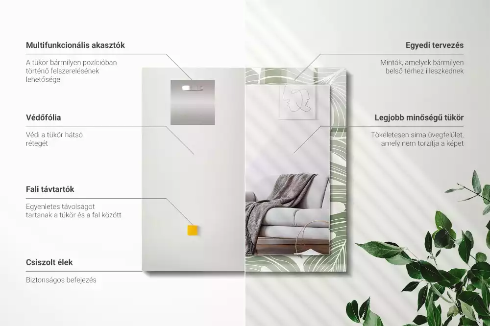 Decorațiuni de perete cu oglinzi Frunze de Monstera